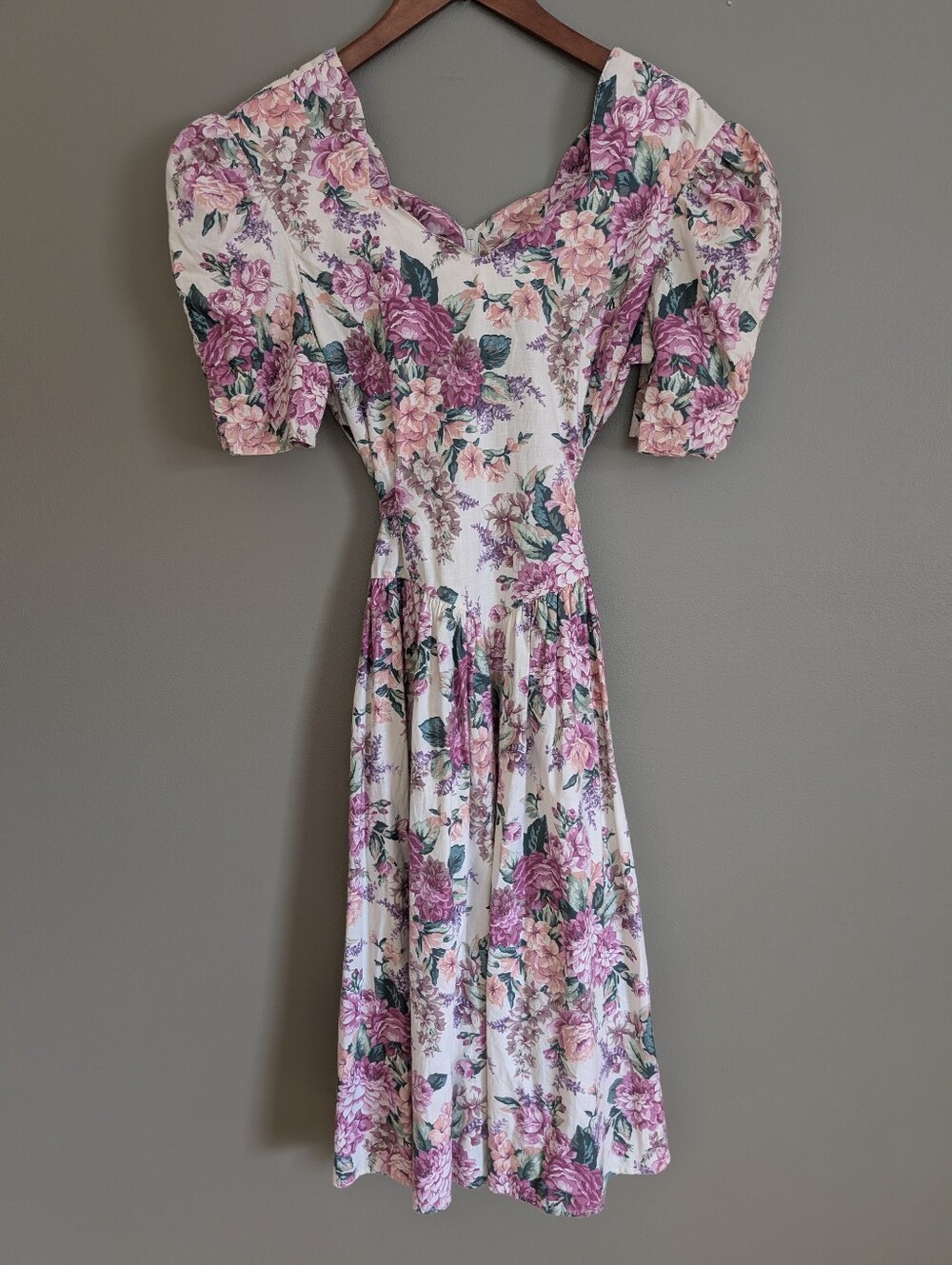 Vintage Floral Drop Waist Dress Size 9